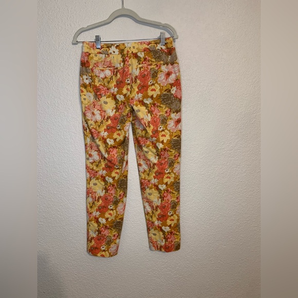 Talbots Signature Size 2 Red Orange Pink Floral Ankle Dress Pants Slacks - Picture 7 of 8